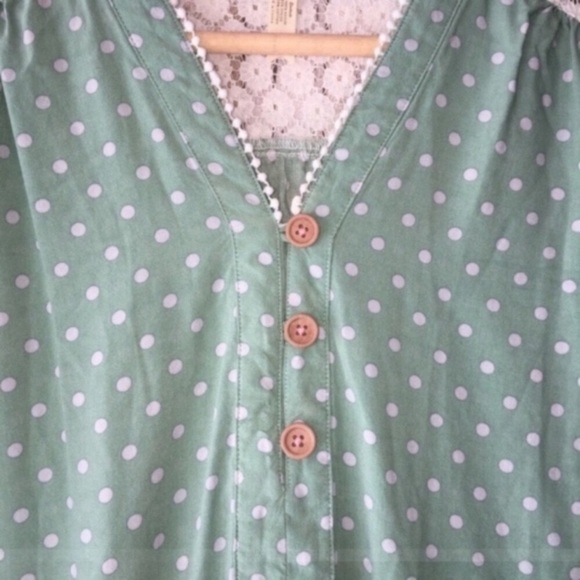Matilda Jane Enticing Eyelet Green Polka Dot Blouse - Picture 3 of 8